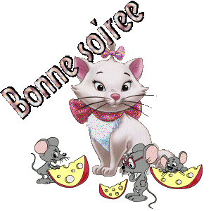 Gif animé bonne soirée chat et souris